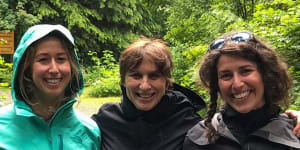 Professor Susan Davis (centre) with her daughters Anna Segal (left) and Natalie Segal (right). 