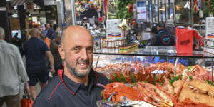 Angelo Zahos - Aptus Seafoods shop at the South Melbourne Market. 18 December 2024. Photo:Eddie Jim.