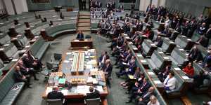 The division on the second reading of the Omnibus Bill at Parliament House in Canberra on Wednesday,14 September. 