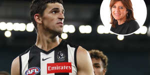 Caroline Wilson (inset) doesn’t expect Collingwood and Scott Pendlebury (main image) to have such a successful run in their second year under coach Craig McRae.