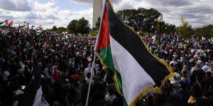 A rally calling for a ceasefire in Gaza at the Washington Monument last month.
