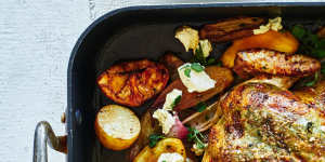 One-tray wonder:Greek lemony roast chicken.