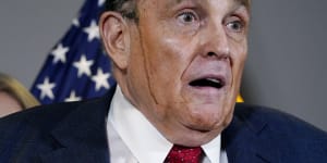 Rudy Giuliani,a lawyer for then president Donald Trump,speaks during a news conference at the Republican National Committee headquarters in Washington on November 19,2020.