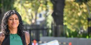 Former Victorian Greens leader Samantha Ratnam arriving at parliament on Tuesday. 