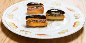 Chicken liver mousse eclairs ready for their close-up at Lilac.