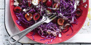 Cherry red coleslaw.