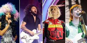 Artists likely to feature at the pointy end of Triple J’s Hottest 100 countdown (left to right):Eliza Rose,Gang of Youths’ David Le’aupepe,Flume and Spacey Jane’s Peppa Lane.