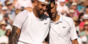 New bromance:Wimbledon winner Novak Djokovic,right,praised competitor Nick Kyrgios for a great battle in the men’s final yesterday.