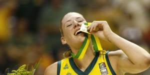 Lauren Jackson after the Opals won the FIBA World Championship final in 2006.