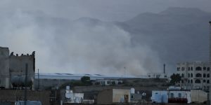 US aircraft and ships struck Houthi strongholds in Yemen on Friday.