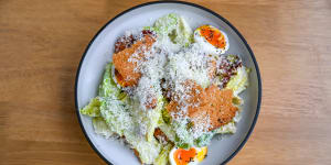 The caesar salad is a ripper,its crisp bacon and croutons contrasting with soft-boiled eggs.