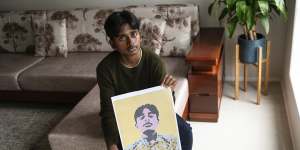 Bhargav Raghavendra,a 13-year-old student at Oakhill Secondary in Castle Hill,NSW,with his self-portrait.