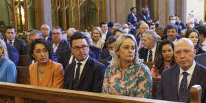 Opposition Leader Peter Dutton and his wife Kirilly during the ecumenical service.