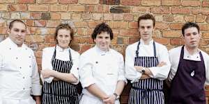 Young chefs in 2003 (from left):Delia,Leilani Wolfenden,George Calombaris,Alec Devney and John Comiskey.