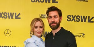 Emily Blunt and John Krasinski arrive for the world premiere screening of"A Quiet Place"during the South by Southwest Film Festival on March 9.