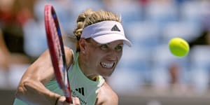Angelique Kerber played her first major tournament match since returning from maternity leave.