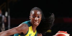 Ezi Magbegor in action at the Tokyo Olympics. 