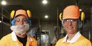 The new owners of Sara Lee,Brooke and Klark Quinn,at the Central Coast production facility.