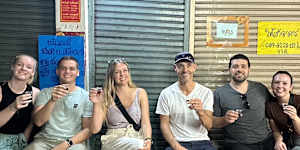 The author (third from right) on a food tour of Chinatown,Bangkok.