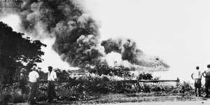 The bombing of Darwin in 1942.