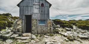 A basic kitchen hut along the Overland Track – sleeping accommodation is more salubrious.