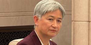 Foreign Minister Penny Wong in the Great Hall of the People in Beijing 