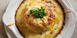 Blue swimmer crab soufflé.