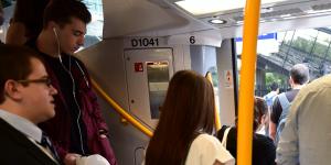 Commuters change trains at Glenfield on the new South West Rail Link on Friday. 