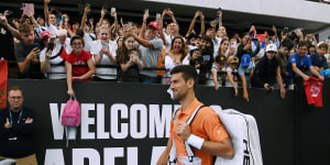 Novak Djokovic received a warm welcome from Adelaide tennis fans in a lead-in tournament to the Australian Open.