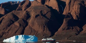11.5-tonne Fram had been hidden behind this berg in Fonfjord,Greenland.