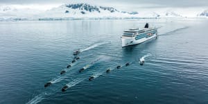Viking Polaris and Octantis feature 189 luxurious staterooms,each ship carries a submarine (yellow,naturally),onboard research labs,Special Operations Boats built to military specs and the best expedition equipment that money can buy.