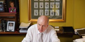 Alan Jones at his desk,where he looks through email correspondence and research.