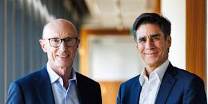 ANZ chairman Paul O’Sullivan (left) with chief executive Nuno Matos.