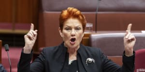 Senator Pauline Hanson in Canberra on Thursday.