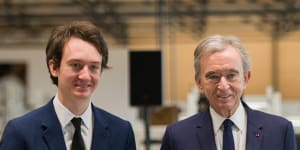 Bernard Arnault,billionaire and chairman of LVMH Moet Hennessy Louis Vuitton SE,right,and one of his five children,Frederic Arnault.