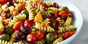 Adam Liaw's olive and tomato fusilli.