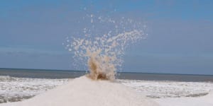 Rare ice volcanoes seen erupting on Lake Michigan