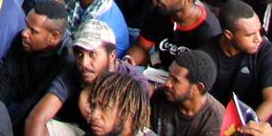 Students at University of PNG rally in Forum Square in a call for Prime Minister Peter O'Neill to step down.