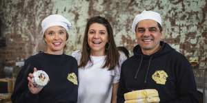 Melissa Altman,Leigh O'Neill and Pierre Issa (Pepe) at the Carriageworks market. 
