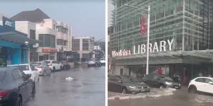 ‘Swimming in Double Bay’:Flash flooding leaves suburb submerged