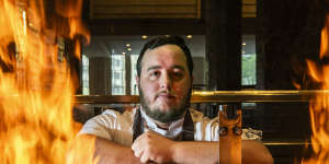 Luke Bourke in the Rockpool Bar and Grill kitchen.