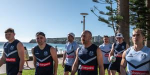 St Helens players soak up the morning sun at Manly on Saturday.