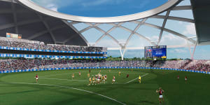 Inside the proposed new stadium in Darwin.