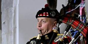 Pipe Major Paul Burns of the Royal Regiment of Scotland helps to close Queen Elizabeth II state funeral with a rendition of the traditional piece Sleep,Dearie,Sleep.