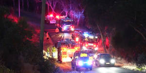 Emergency services at the scene of the Byford fire.