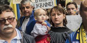 Hundreds of people gathered in the Sydney CBD on Saturday in support of Ukraine.