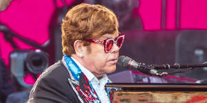 Elton John performs at AAMI Park on January 13,2023.