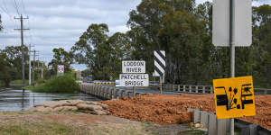 The Patchell bridge over the Loddon River,in Kerang,has been closed due to the floods.