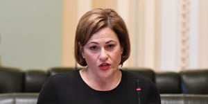 South Brisbane MP Jackie Trad giving her explanation to State Parliament on Thursday.