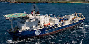 The cable-laying Ile d’Yeu off Sydney’s coast on Wednesday.